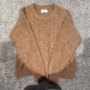 Old Navy Brown Crew Neck Sweater with Cable Knit Design